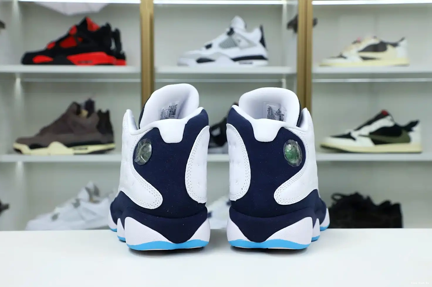 13 POWDER WHITE Kimikick BLUE OBSIDIAN 414571-144 RETRO JORDAN AIR 0603